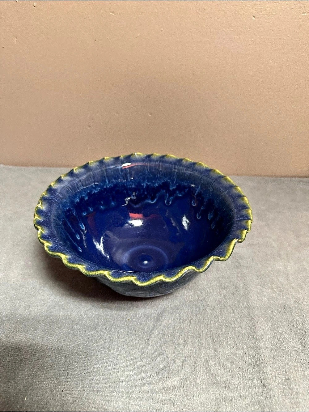 Blue Scalloped Ceramic Bowl